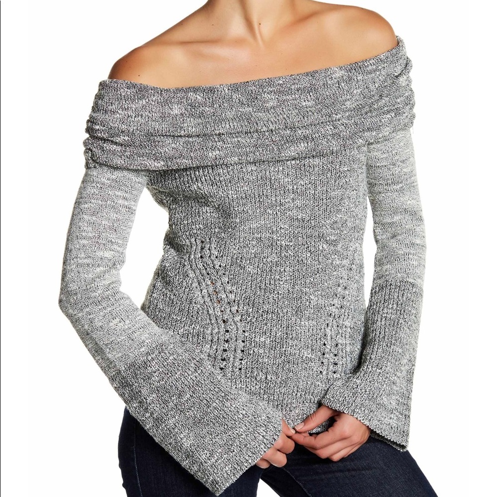 Gray Marbled Sweater Cut Out Back Top Size Small